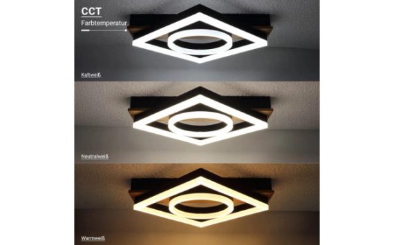 Optonica LED mennyezeti lámpa 44W CCT távirányítóval fekete-fa hatású – 12821