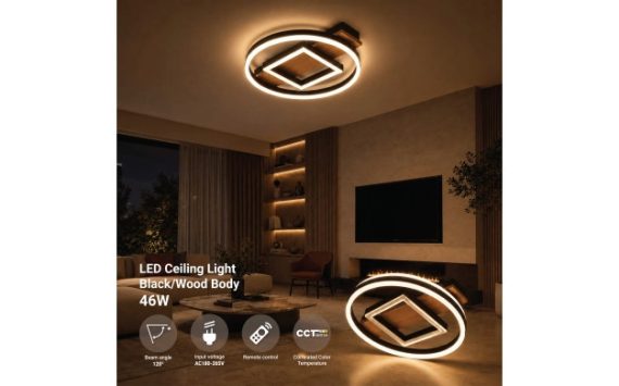 Optonica LED mennyezeti lámpa 46W CCT távirányítóval fekete-fa hatású – 12822 Optonica LED mennyezeti lámpa 46W CCT távirányítóval fekete-fa hatású – 12822