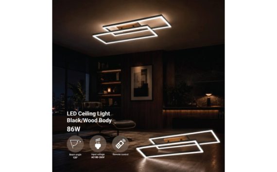 Optonica LED mennyezeti lámpa 86W CCT távirányítóval fekete-fa hatású – 12823 Optonica LED mennyezeti lámpa 86W CCT távirányítóval fekete-fa hatású – 12823