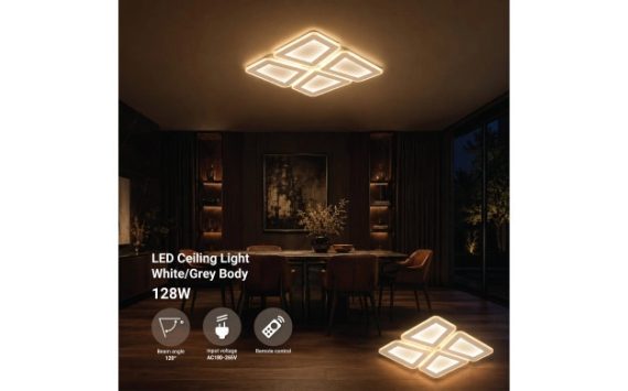 Optonica LED mennyezeti lámpa 128W CCT távirányítóval fehér-szürke – 12826