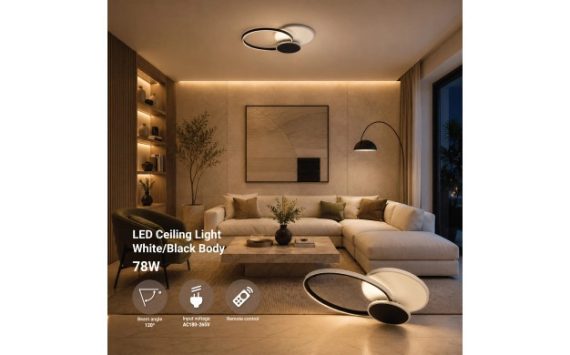 Optonica LED mennyezeti lámpa 78W CCT távirányítóval fehér-fekete – 12829 Optonica LED mennyezeti lámpa 78W CCT távirányítóval fehér-fekete – 12829