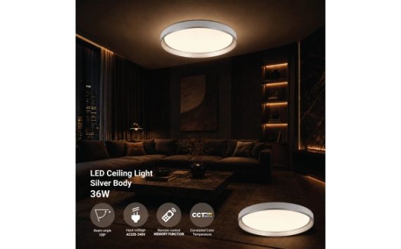 Optonica LED mennyezeti lámpa 36W 3CCT távirányítóval ezüst – 12855 Optonica LED mennyezeti lámpa 36W 3CCT távirányítóval ezüst – 12855