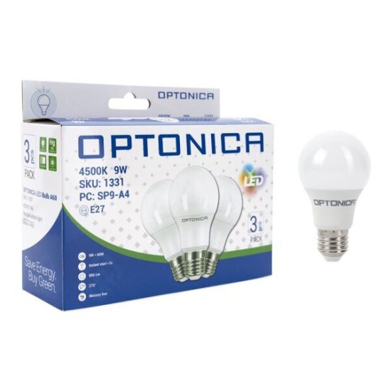 Optonica A60 E27 LED izzó 11 W 1055 lm 4500K nappali fehér 3 db/csomag Optonica A60 E27 LED izzó 11 W 1055 lm 4500K nappali fehér 3 db/csomag