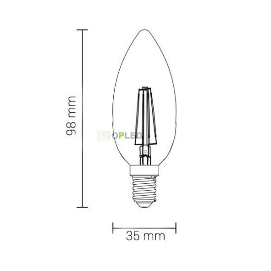 Optonica filament E14 C35 LED izzó 4W 400lm 6000K meleg fehér 360° 1413