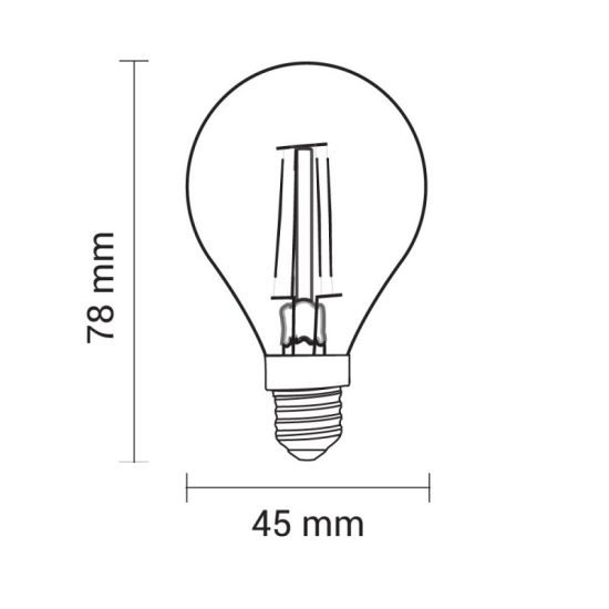E14 filament LED izzó G45 4W 350lm 2700K meleg fehér E14 filament LED izzó G45 4W 350lm 2700K meleg fehér