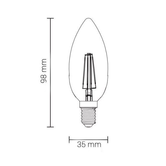 Optonica filament E14 C35 LED izzó 4W 400lm 6000K hideg fehér 300° 1470