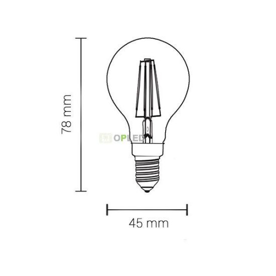 E14 filament LED izzó G45 2W 200lm 6000K hideg fehér E14 filament LED izzó G45 2W 200lm 6000K hideg fehér