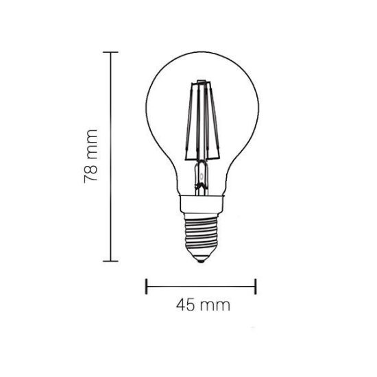 Optonica filament E14 G45 LED izzó 2W 200lm 4500K nappali fehér 300° 1475