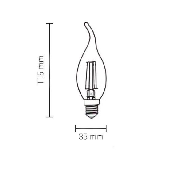 E14 filament LED izzó C35T 4W 400lm 4500K nappali fehér E14 filament LED izzó C35T 4W 400lm 4500K nappali fehér