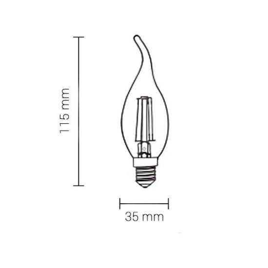Optonica filament E14 C35T LED izzó 4W 400lm 2700K meleg fehér 300° 1482