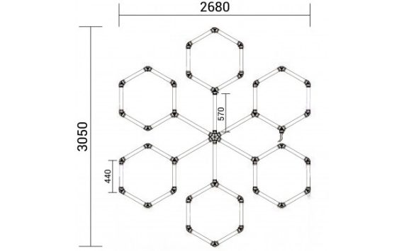 Optonica Hexagon SET lámpák 6 alakzatú 306W kiegészítőkkel Cikkszám: 16824