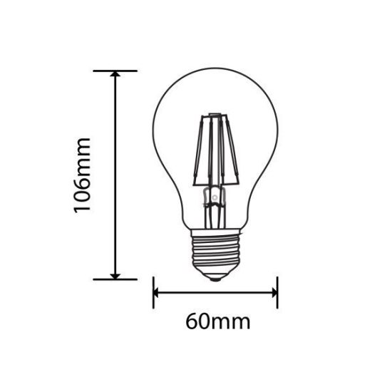 E27 filament LED izzó A60 4W 470lm 6000K hideg fehér E27 filament LED izzó A60 4W 470lm 6000K hideg fehér