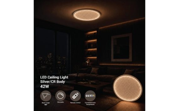 Optonica LED mennyezeti lámpa 42W CCT távirányítóval ezüst-króm – 19014 Optonica LED mennyezeti lámpa 42W CCT távirányítóval ezüst-króm – 19014
