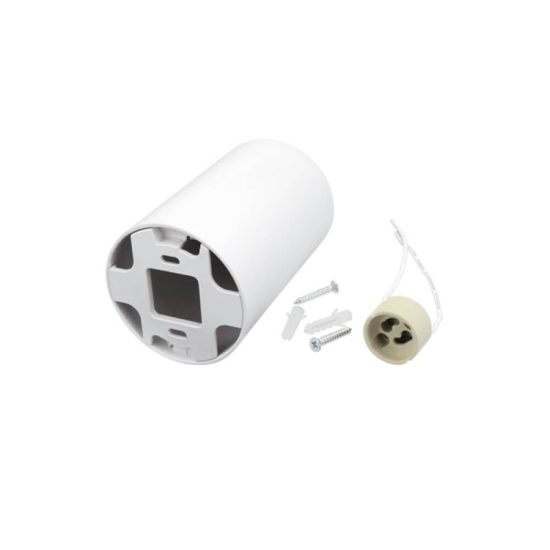 Optonica felületre szerelhető GU10-es henger alakú fehér műanyag lámpatest max: 10W Ø8cm 12,5cm billenthető 45º 2001