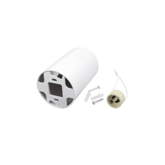 Optonica felületre szerelhető GU10-es henger alakú fehér műanyag lámpatest max: 10W Ø8cm 12,5cm billenthető 45º 2005