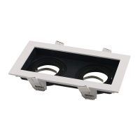   Optonica Beépíthető négyzet alakú spot lámpatest, alumínium, 2*GU10-es foglalattal, fehér előlap-fekete belső, maximum 35W 2015