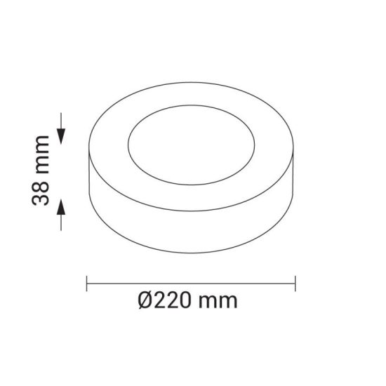 Optonica falon kívüli kör LED panel 18W 1440lm 2800K meleg fehér Ø22cm 120° 2236