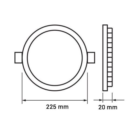 Optonica mini beépíthető kör LED panel 18W 1350lm 6000K hideg fehér Ø22,5cm 120° 2335
