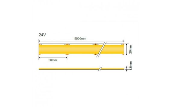 Optonica 20mm COB Super Wide LED szalag 24V 28W/m meleg fehér – 4966