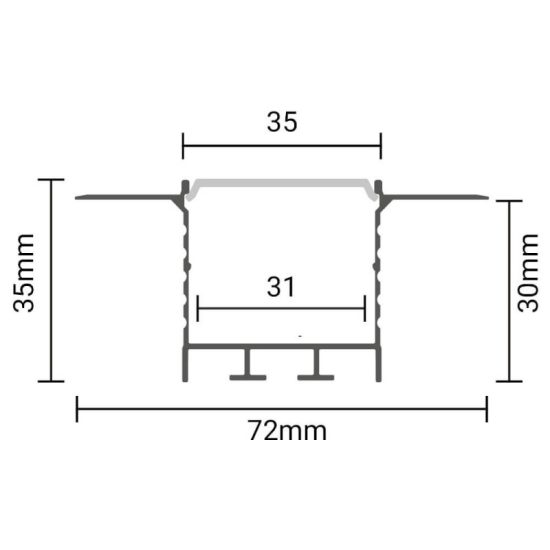 OPTONICA LED profil 72x35mm fekete gipszkarton 2m SZETT fekete borítással 5124
