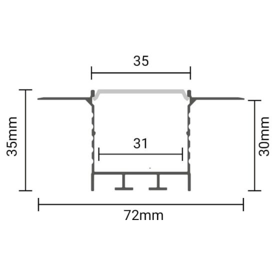 OPTONICALED falba süllyesztett profil 98x19mm eloxált gipszkarton 2m SET 5128