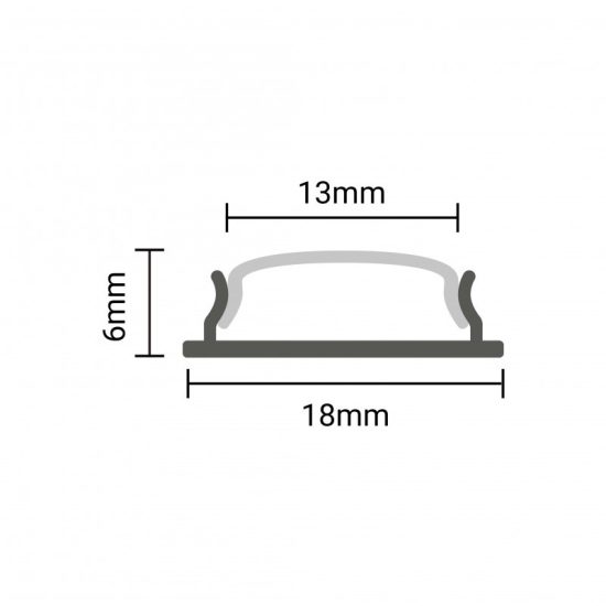 Optonica alumínium profil búrával LED szalaghoz 2m 18x6mm 5132 Optonica alumínium profil búrával LED szalaghoz 2m 18x6mm 5132