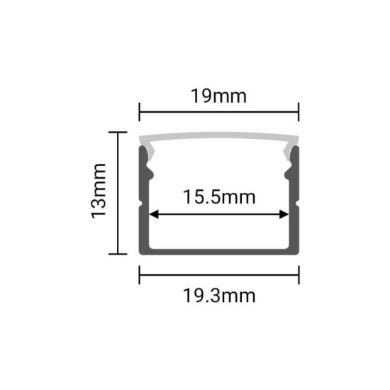 Alumínium profil LED szalaghoz L=2m 19*13mm 5133