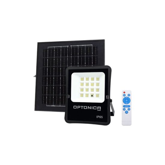 Optonica napelemes LED reflektor távirányítóval 6V/20W 1600lm 6000K IP65 120° 5432