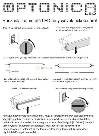 Optonica city line T8 LED fénycső üveg búra 18W 1600lm 3000K meleg fehér 120cm 200° 5606 Optonica city line T8 LED fénycső üveg búra 18W 1600lm 3000K meleg fehér 120cm 200° 5606