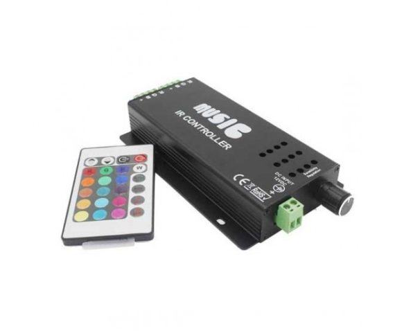 OPTONICA  Zene vezérlő távirányítóval  RGB LED szalaghoz 144W  18A  12V DC  RF  audio  6312