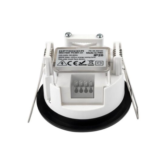 Optonica LED-es mozgásérzékelő süllyesztett fekete 300W-ig Ø6m 360° IP20/ 7320 Optonica LED-es mozgásérzékelő süllyesztett fekete 300W-ig Ø6m 360° IP20/ 7320