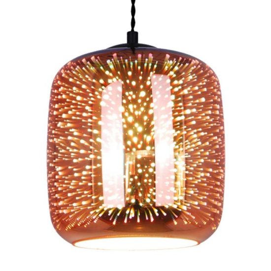 OPTONICA Függesztett lámpa üveg  világos réz színű tűzijáték  E27  max.40W  9013