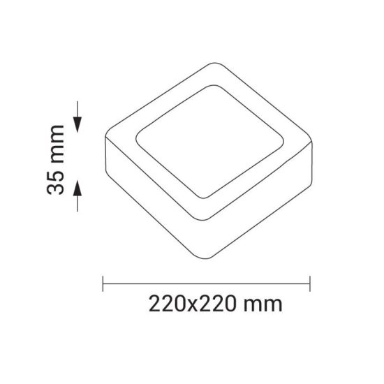 Optonica falon kívüli négyzet LED panel 18W 1440lm 4500K nappali fehér 120° 2255