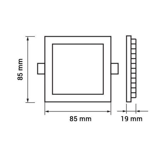 Optonica mini beépíthető négyzet LED panel 3W 150lm 6000K hideg fehér 8,5cm 120° 2444