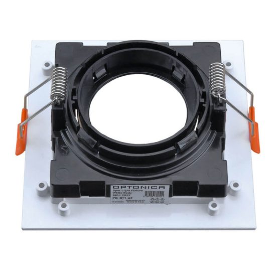 Optonica Beépíthető spot keret, négyzetes, GU10-es foglalat, fehér-fekete belső / MAX 35W/ IP20 / OT2052