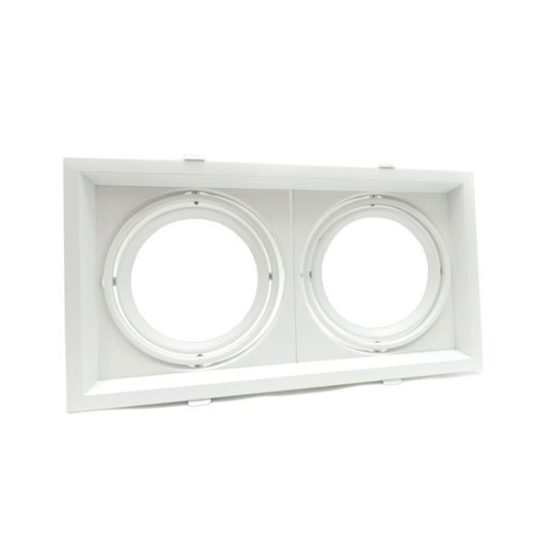 Optonica fehér AR111 dupla spot lámpa keret beépíthető négyzet alakú billenthető 45º 5083