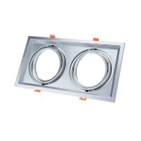   Optonica ezüst AR111 dupla spot lámpa keret beépíthető négyzet alakú billenthető 45º 5084