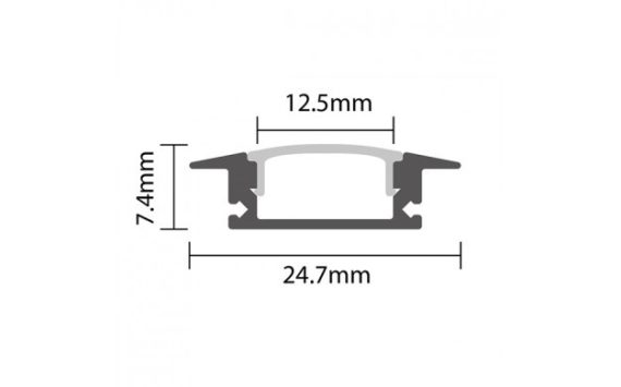 OPTONICA Led profil fekete,  opál fedővel,  2m, OT5104