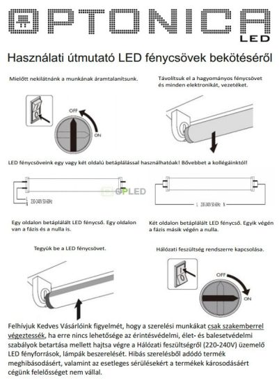 OPTONICA Professional LED fénycső / T8 / 9W / 28x600mm / hideg fehér / TU5611-M