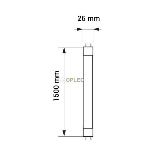 Optonica T8 LED fénycső üveg búra 23W 2000lm 2800K meleg fehér 150cm 200° TU5668