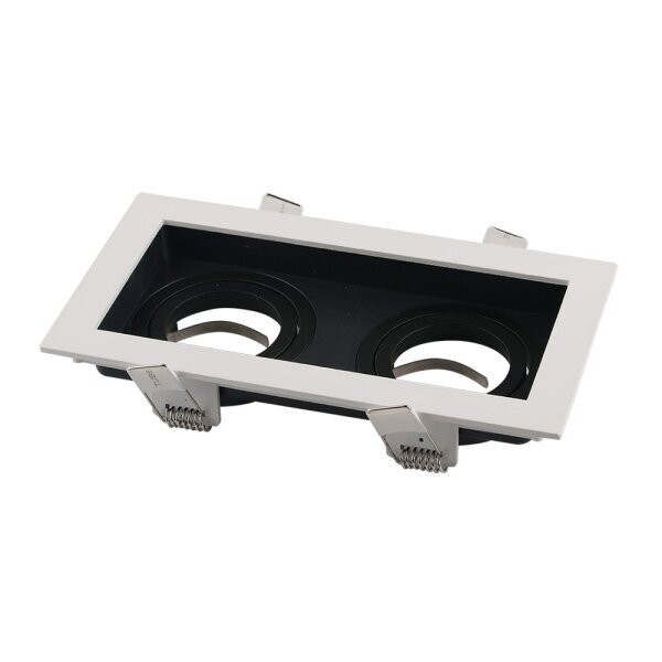 Image of Optonica Beépíthető négyzet alakú spot lámpatest, alumínium, 2*GU10-es foglalattal, fehér előlap-fekete belső, maximum 35W 2015