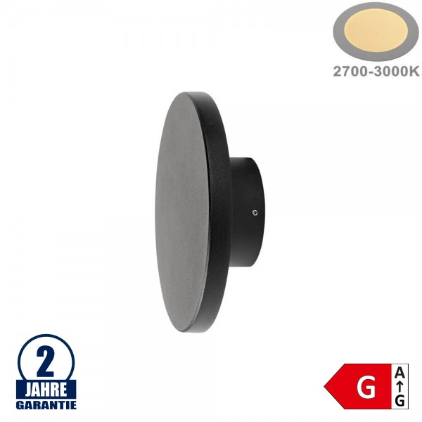 Image of OPTONICA LED 12W fali lámpa kerek fekete alumínium IP65 meleg fehér/ 2092