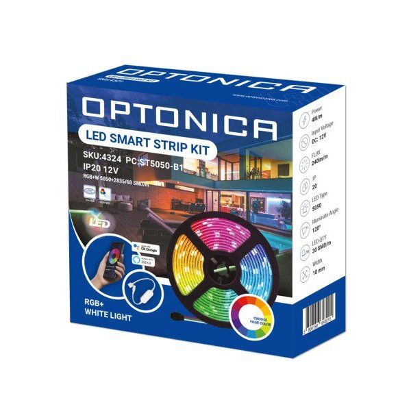 Image of Optonica WIFI LED szalag 60Led/m 4W/m 12V 5050 RGB+W 2m SZETT 4324