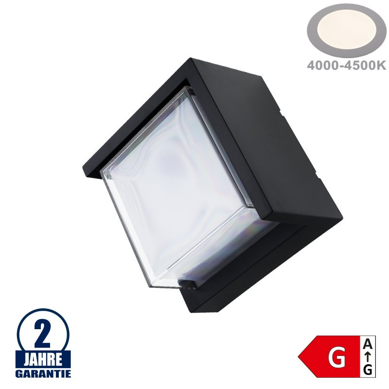 Image of OPTONICA LED 12W fali lámpa rombusz "le" fekete IP65 meleg fehér/ 7530