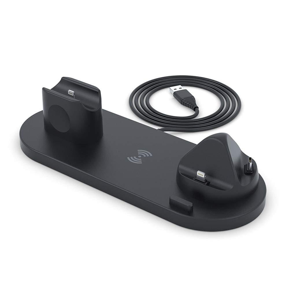 Image of Optonica asztali 6in1 fekete töltőállomás iPhone, Watch, Airpods USB-C 9502