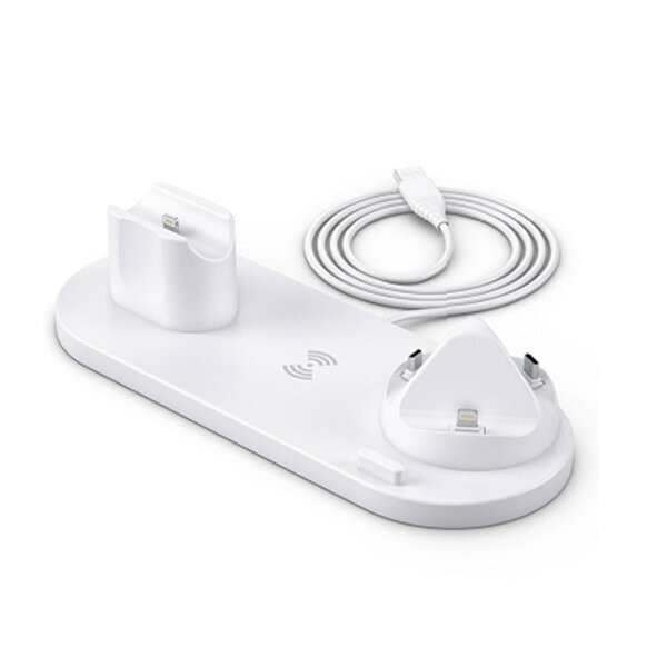 Image of Optonica asztali 6in1 fehér töltőállomás iPhone, Watch, Airpods USB-C 9503