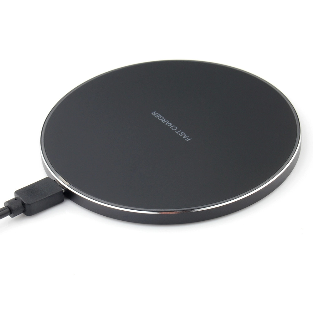 Image of Optonica indukciós vezeték nélküli QI fekete töltőpad Ø10cm 5V-2A 9V-2A 9508