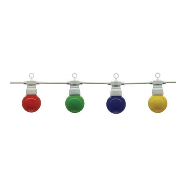 Image of Optonica kültéri fényfüzér 10db színes LED kis gömb izzó / 13m / 6w / fehér / IP65 / OT5095