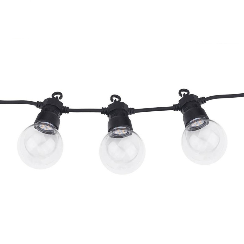 Image of Optonica kültéri fényfüzér 10db hideg fehér fényű gömb izzóval szerelt fényfüzér/ 8m / fekete / IP65 / OT5057